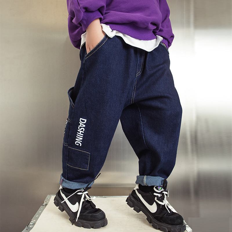 Boy pants Original design Hip hop trousers spring and autumn new pattern girl Same item Street style Fashionable Western style vitality