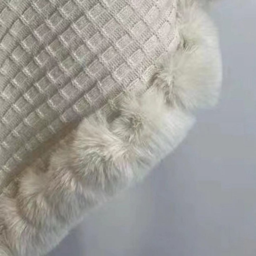 Abbigliamento da donna Pelliccia di coniglio Temperamento Nuovo girocollo Pullover Plaid Moda Scialle Lavorato a maglia_voghion.com