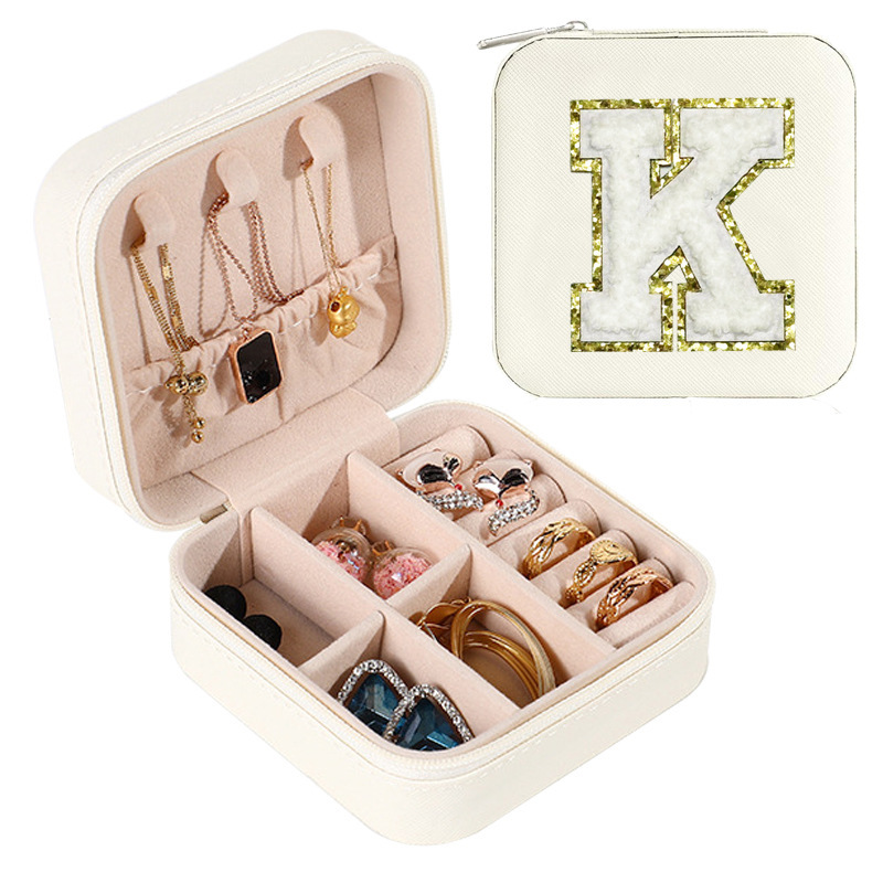 Cross-border de cuero Stud pendientes de gran capacidad de la joyería de la caja de la joyería del anillo caja de almacenamiento portátil