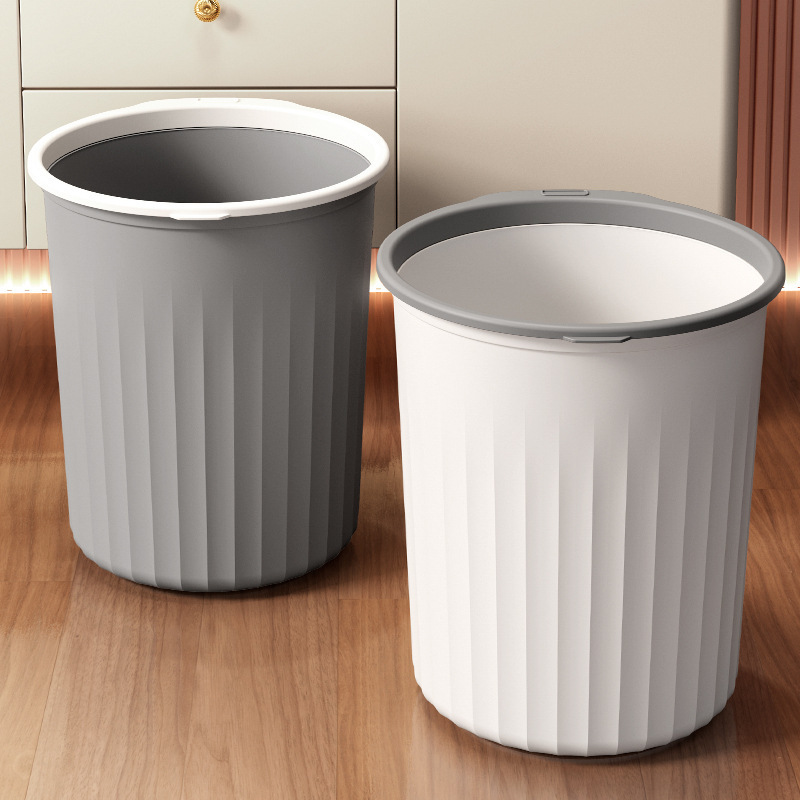 Plastic Household Kitchen Trash Bin High Beauty Value Bedroom Toilet Simple Large Size Uncovered Pressure Ring Toilet Trash Bin