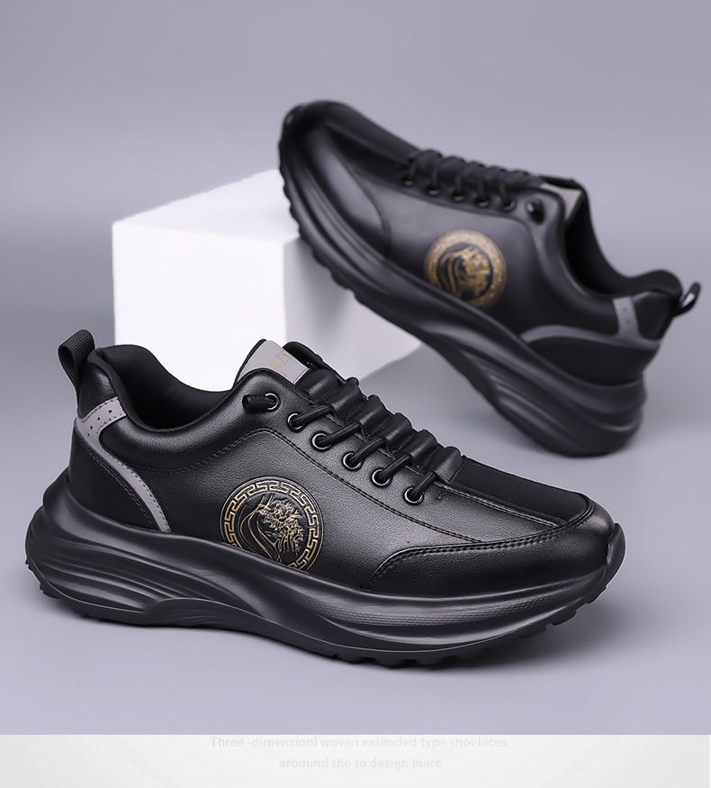 Giày thể thao nam da lộn nhẹ đế mềm mặt mềm, giày sneaker chạy bộ ngoài trời gót 3-5 cm — h6608 trắng, h6608 đen chi tiết 19