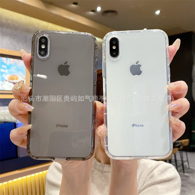 Suitable for Apple Xsmax Mobile Phone Case, Simple Ins Transparent Xr Silicone XS Soft Case 6/7/8Plus Anti-Fall 11Pro