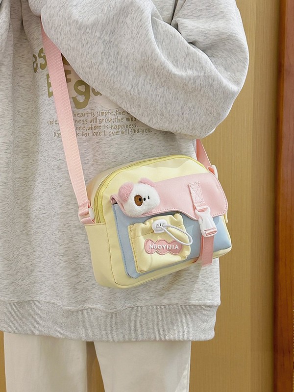 日本のかわいい小さなバッグ女の子クロスボディ小学生ショルダーバッグ甘い学生キャンディーカラー携帯電話大学生|undefined