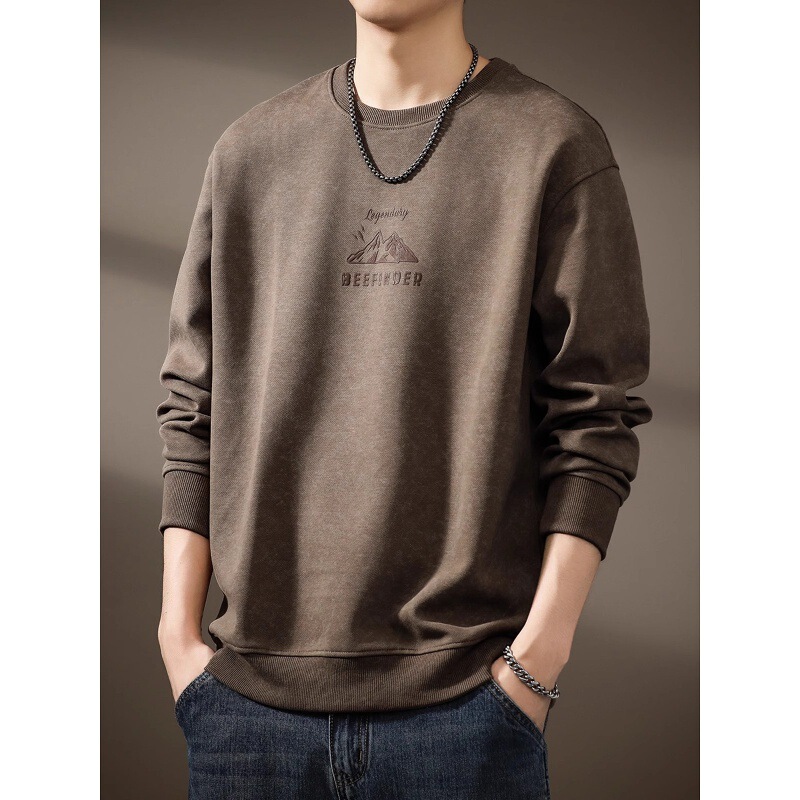 Italian High-End Heavyweight Tie-Dye Round-Neck Printed Sweatshirt for Men, 2026 Spring New American-Style Trendy Sports Jacket