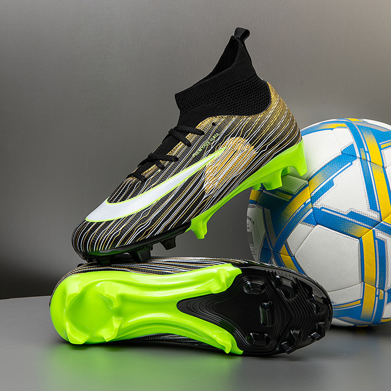 Zapatillas de Fútbol de Cuello Alto para Niños TF y AG TPU y Caucho Transpirable para Césped