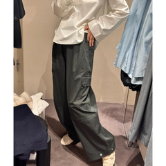 CS女装 宽松阔腿桶形工装裤 2025年秋季新款灰绿色裤子1267312003