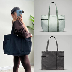 Luluレディースバッグ新品Dailyマルチポケット防水キャンバスバッグ20L大容量ヨガトートバッグハンドバッグレディース