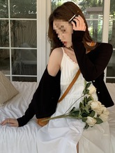 小的海 白色蕾丝花边吊带裙女2024新款内搭打底裙单排扣连衣裙