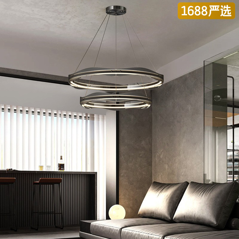 [Estrictamente seleccionado] Araña de lujo ligera italiana Lámpara de anillo redondo creativo de alta gama Lámpara principal de restaurante de diseño minimalista moderno