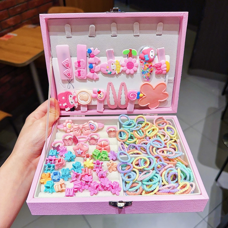 Caja de regalo para niños Jewelry Set linda niña pequeña regalo de cumpleaños princesa cabello cabello cuerda caja de joyería de alta gama