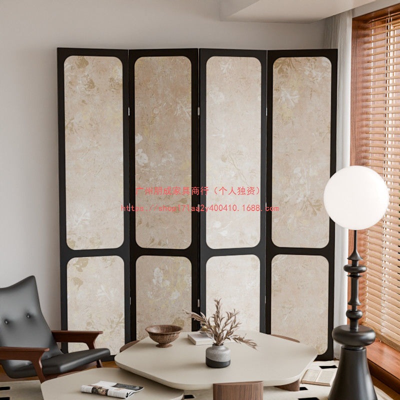 French-Style Retro Screen Partition for Living Room, Office Entrance Decoration, Foldable High-End Mobile Folding Screen