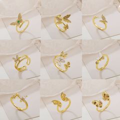 小眾高級感輕奢風開口蝴蝶戒指女飾品雙鋯石蝴蝶指環冷淡風