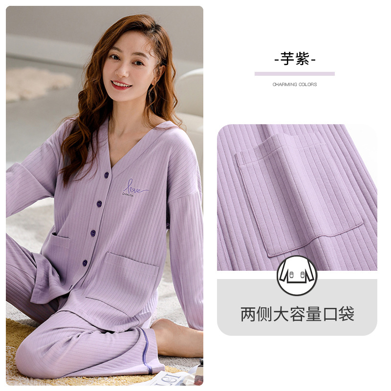 Pijamas de las mujeres primavera y otoño 100% algodón manga larga verano Delgado homewear más tamaño traje