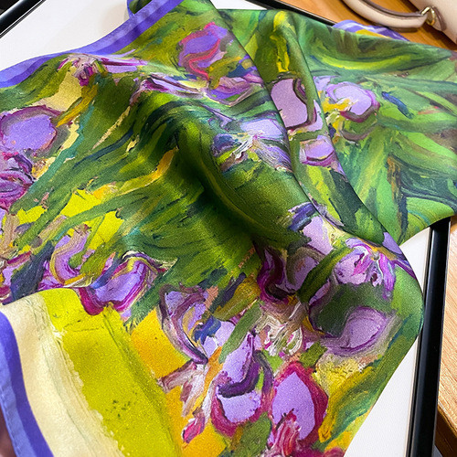 Oil painting silk scarf women's fashion silk 53 small square scarf women's silk scarf mulberry silk spring and autumn scarf decorative shawl small scarf