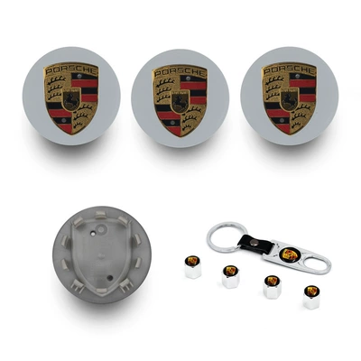 Hub cover Caps, Center Caps of All Series - 76mm-silver-surface-color-label-pack-of-four