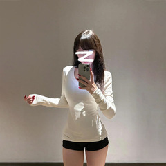 一体のベルベットの肩のvネックtシャツ秋冬のベルベットの厚いシャツのギャルのガードルはやせて腰の長袖の上着を絞めます