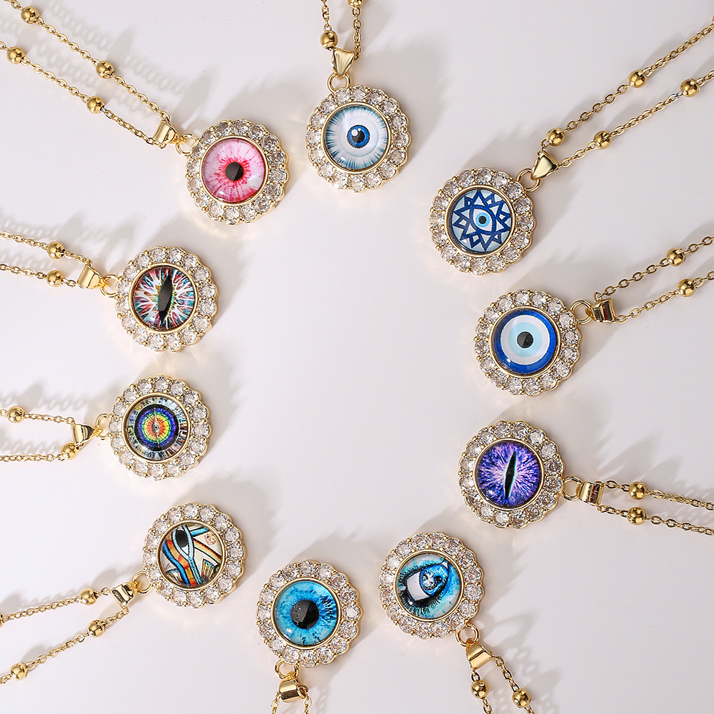 Fashion Eye Copper Inlay Zircon Pendant Necklace 1 Piece
