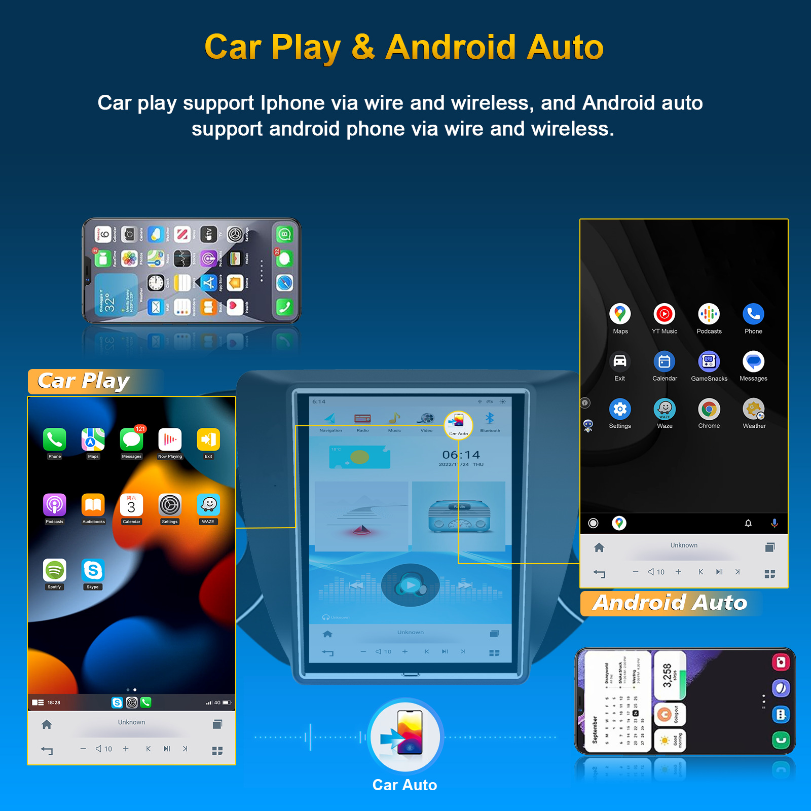For 10.4 inch Vertical Screen Sagitar Center Control HD IPS Android Navigation