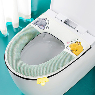 Factory wholesale cute toilet seat cushion thickened toilet seat cushion zipper handle toilet cover toilet seat cushion winter