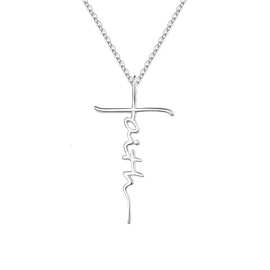 工厂直销银十字架项坠 欧美亚马逊时尚字母十字架跨境46.5CM＋5CM