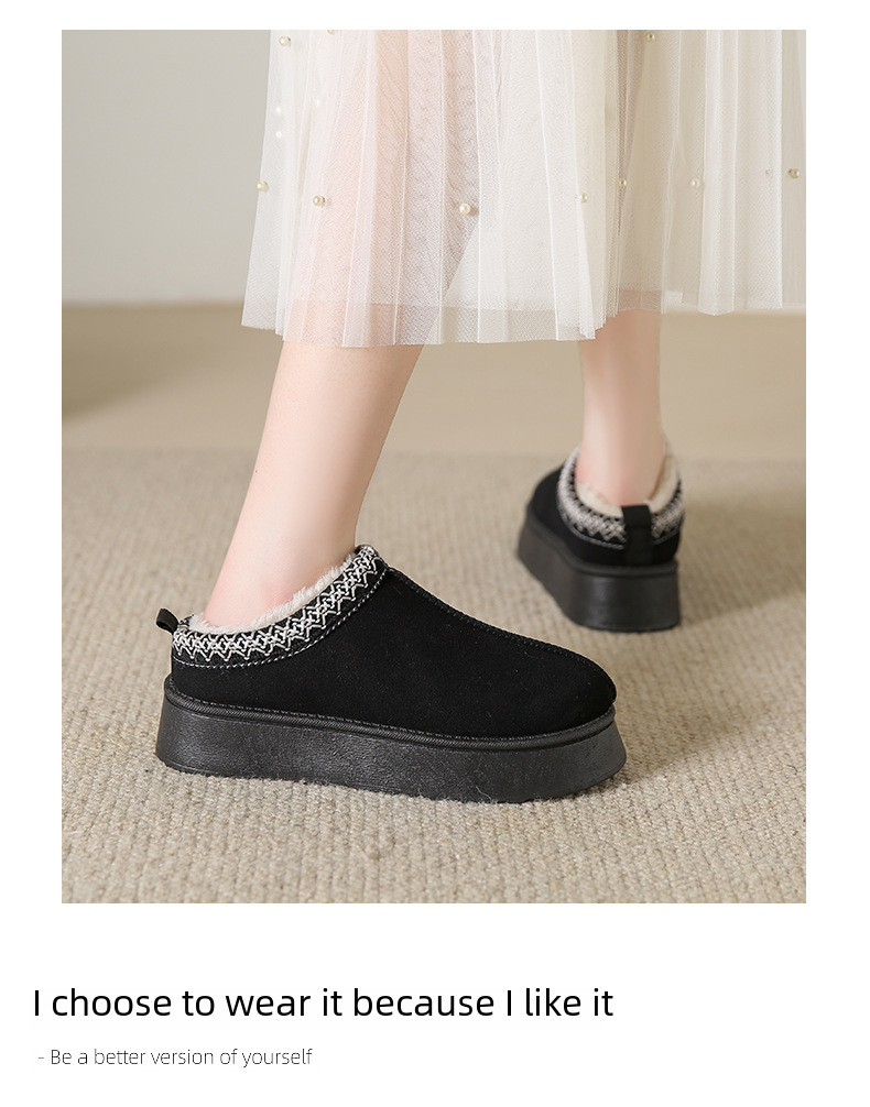 Winter new cashmere warm thick bottom heelless Baotuo hair half slipper cotton shoes_voghion.com