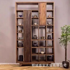老楡木寂展示棚実木博古棚風化木本棚多宝閣茶杯棚茶室置物サイドキャビネット