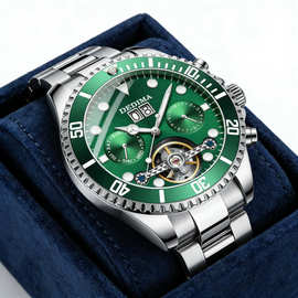 德蒂玛瑞士手表男士手表绿水鬼全自动机械表多功能超级夜光腕表