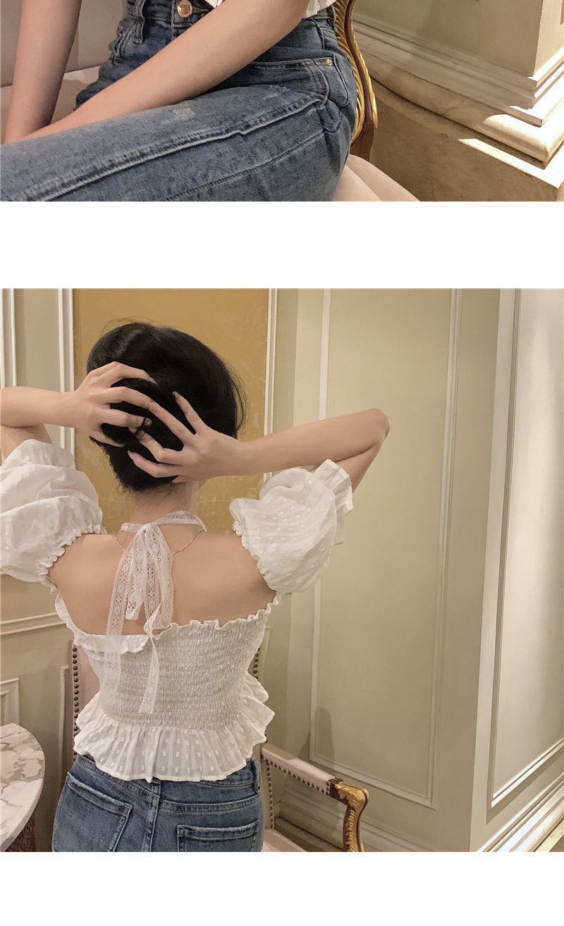 Short Puff Sleeve Top White Shirt Style 3