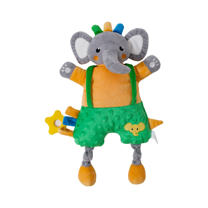 Muñeco de peluche con sonajero para bebé, colgante calmante para dormir, elefante verde suave