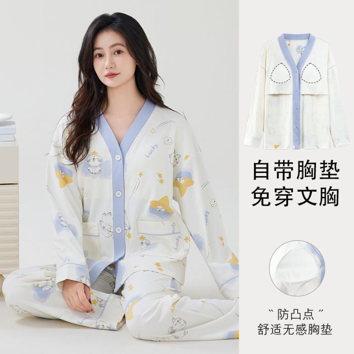 Al por mayor transfronterizo de otoño nuevo pijama de mujer kimono de algodón cardigan casual cuello en V manga larga se puede usar cubierta de ropa doméstica