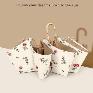 Know Umbrella Hook Umbrella Women's Dual-use Sunny and Rainy Retro High-grade Sense Colored Glue Sun Umbrella Folding Umbrella Anti-ultraviolet Sunshade