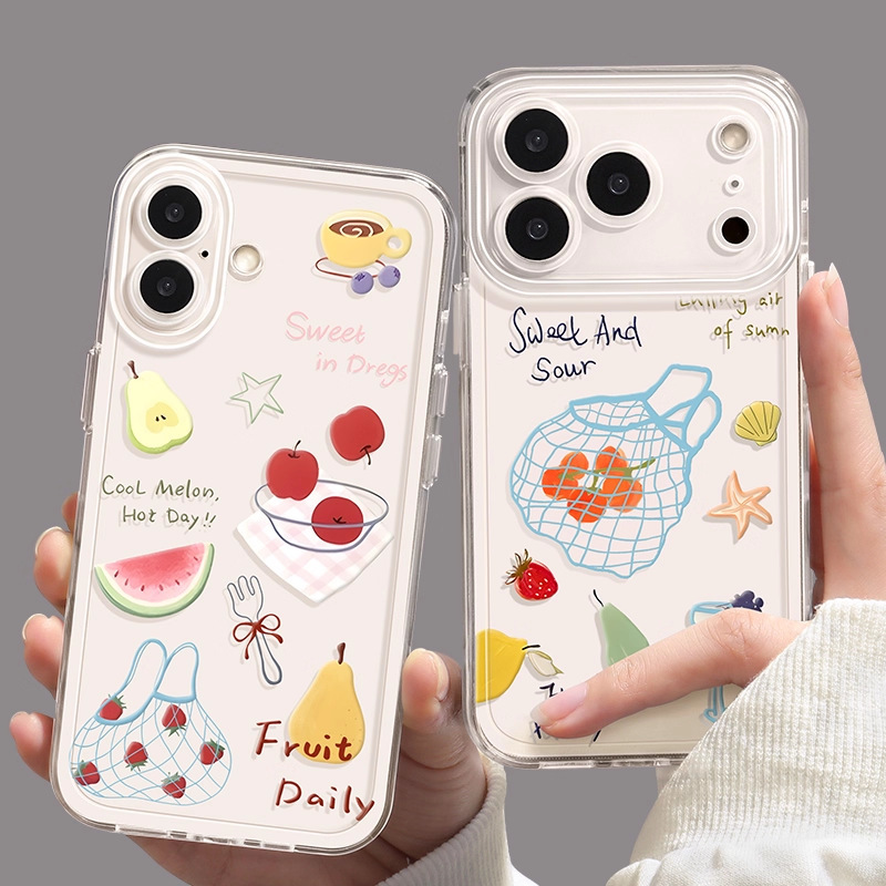 Apple 17 Summer Mobile Phone Case Iphone17Pormax Fruit 17Pro Transparent 16 Fresh Style 15 All-Inclusive for Women Apple 17 Summer Mobile Phone Case Iphone17Pormax Fruit 17Pro Transparent 16 Fresh Style 15 All-Inclusive for Women