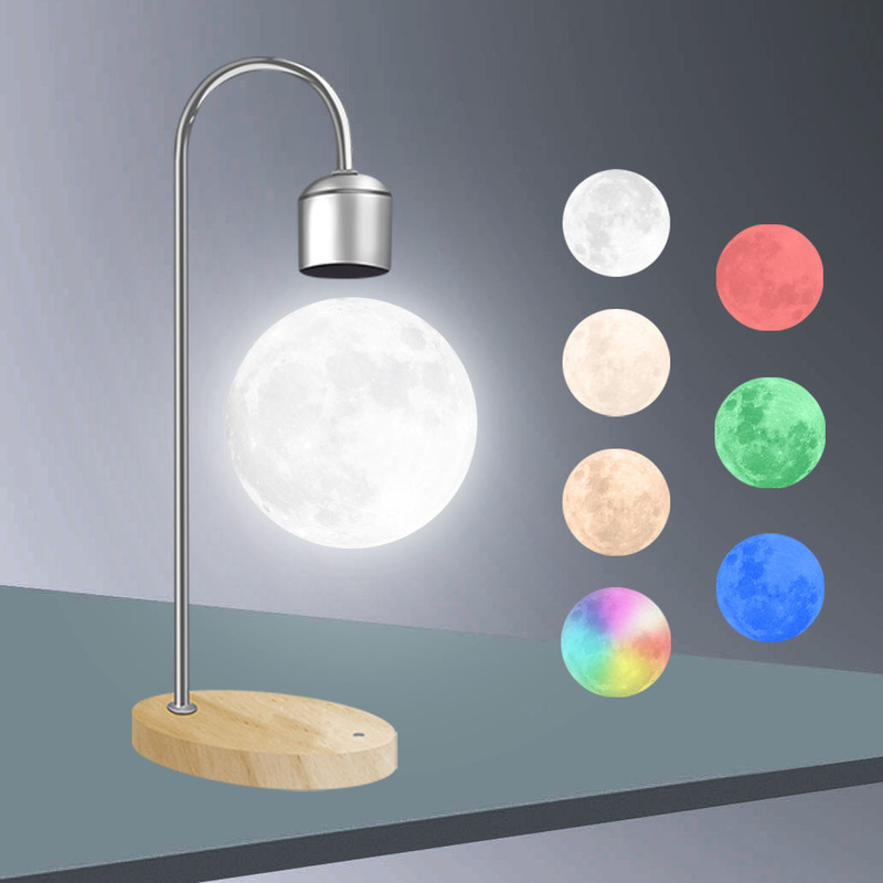 Super Color Temperature Boutique Elegant Black Magnetic Levitation Moon Lamp 3D Printed Large Romantic Night Light Ornament Home Gift