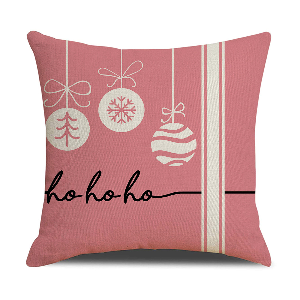 New Pink Cartoon Christmas Linen Pillow Cover Sofa Cushion Household Products Pillow Cover_voghion.com