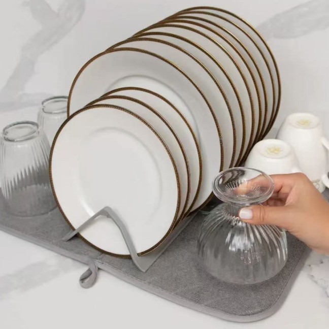 Nuevo tipo de cojín de absorción de microfibra, cojín de drenaje plegable, estante de almacenamiento de platos de cocina, estante de almacenamiento de platos de mesa
