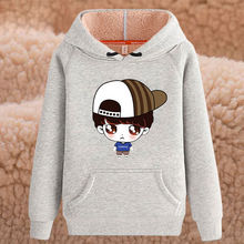 男童加绒卫衣冬季中大童加厚外套儿童连帽运动服童装衣服男孩冬装