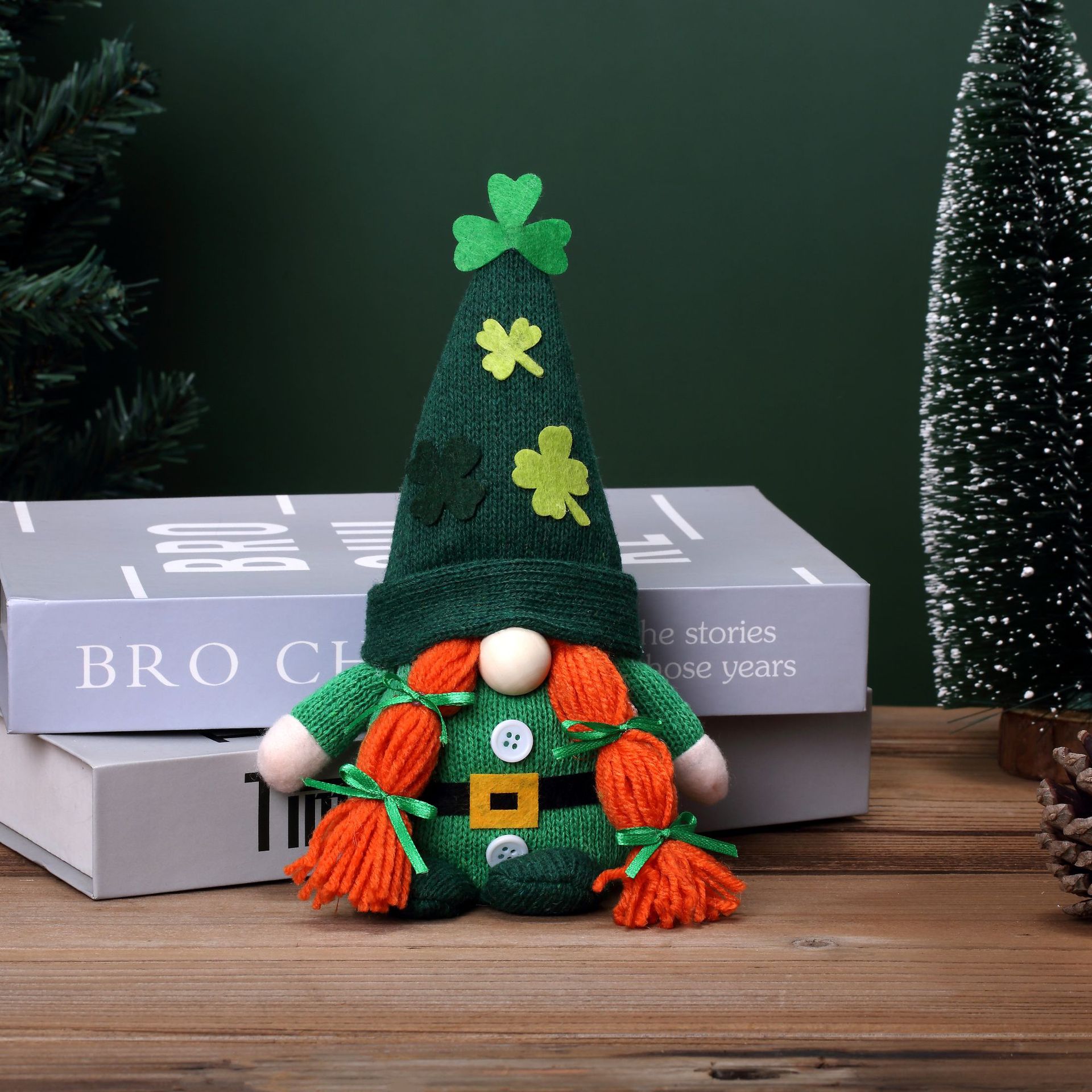 Green Leaf Festival Irish Guardian Santo Patrick Clover sombrero de punto pareja muñeca fiesta Decoración