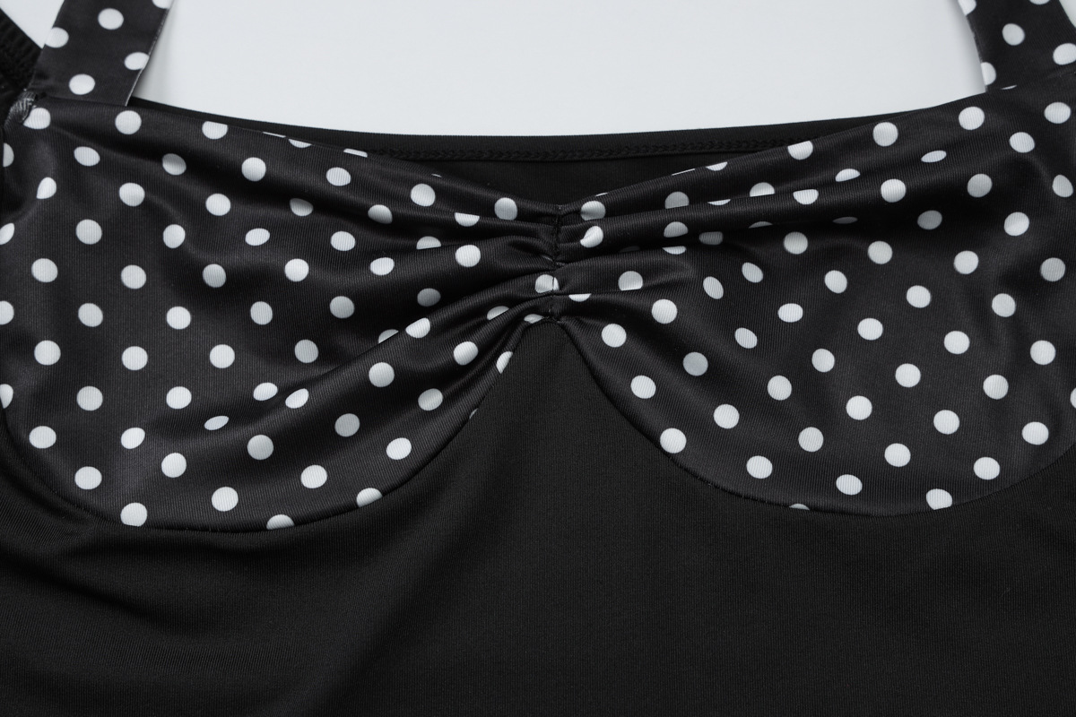 Women Clothing Spring Summer Halter Short Sleeve Backless Top Polka Dot Stitching T shirt Top