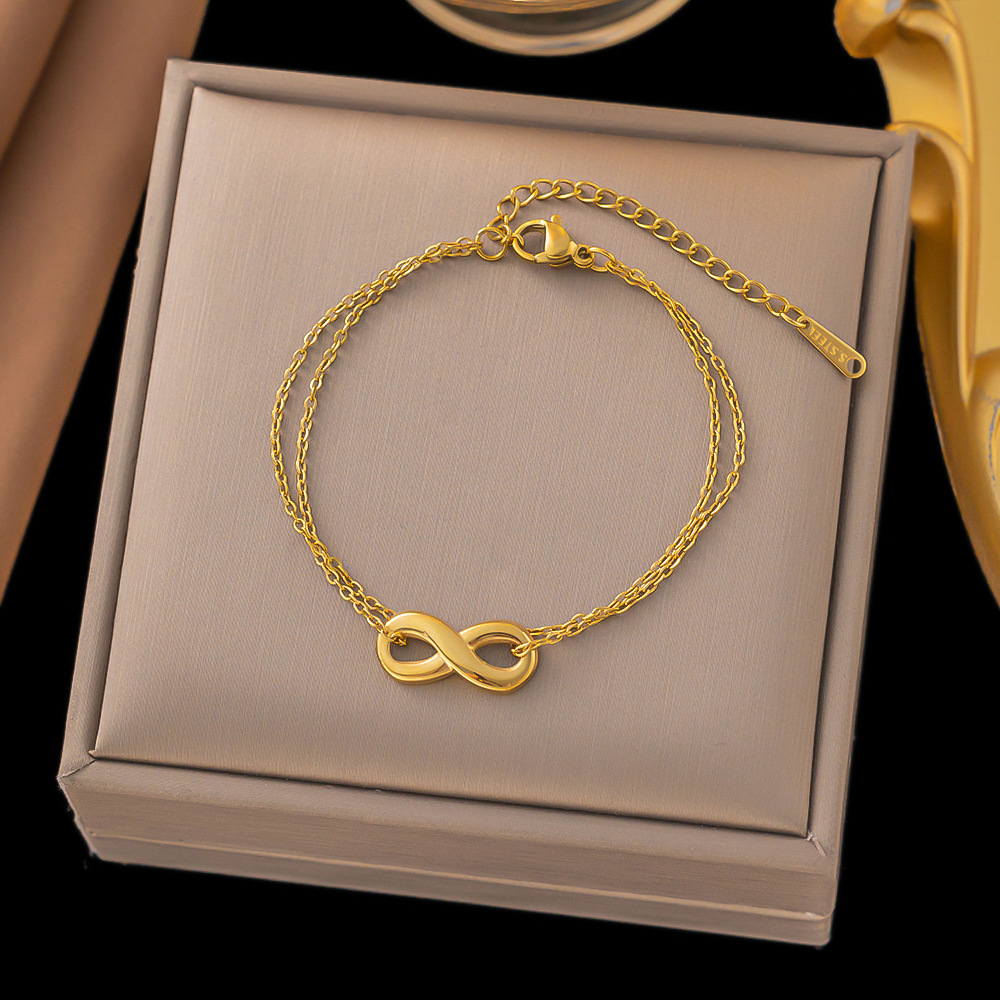 23【e110】number 8 bracelet gold