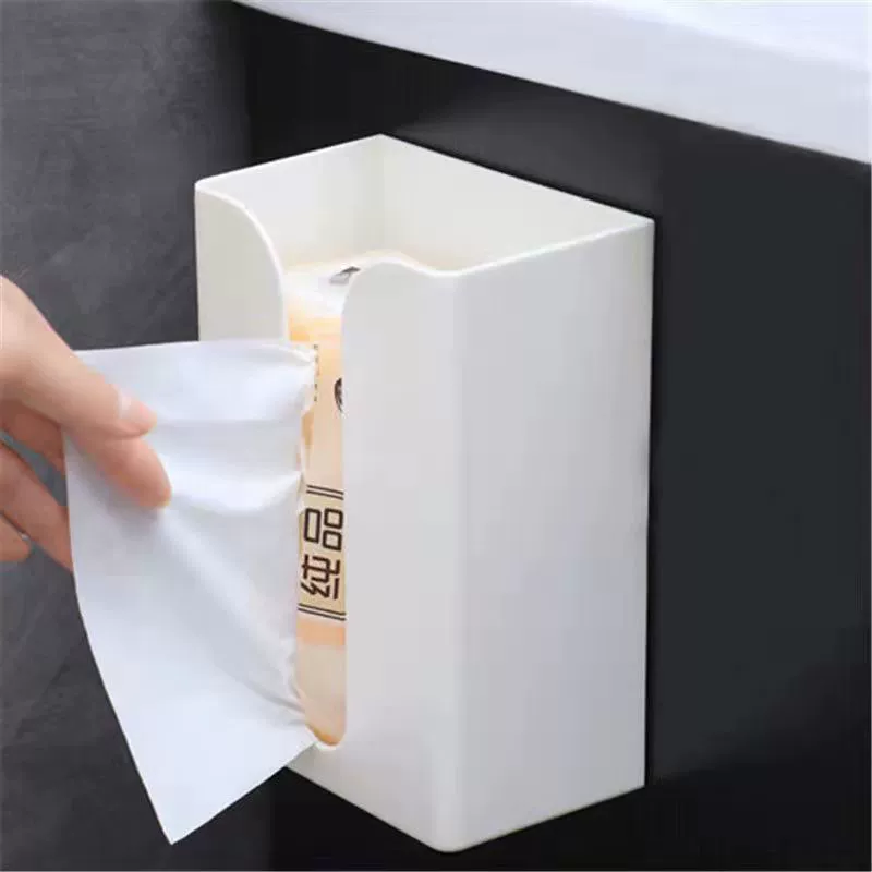 Hole-free wall-mounted tissue box multi-functional storage tissue box suitable for kitchen, bathroom and living room