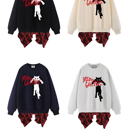 One-piece tie-in hide-and-seek semi-skirt women's hem shirt sweatshirt t-shirt outerwear layering magic grid diaper curtain men