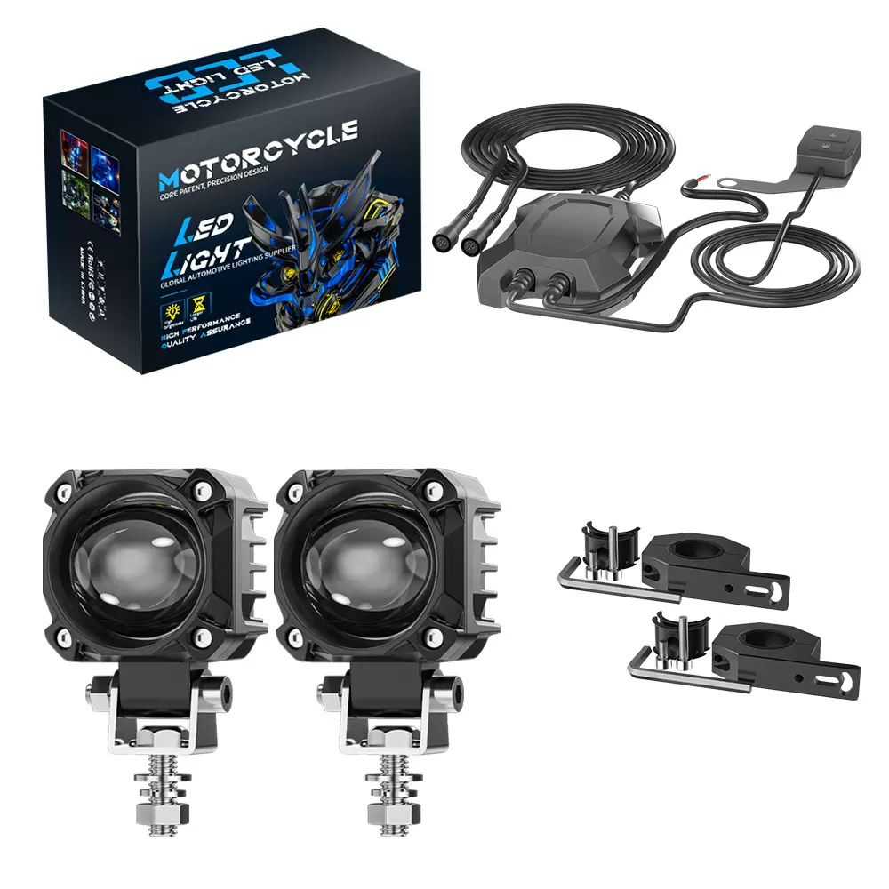 DXZ跨境专供摩托车电动车外置射灯白黄远近光LED高亮BS摩托大灯