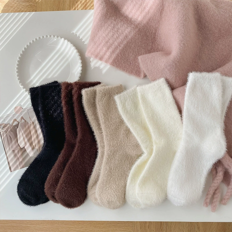Velvet demi-season knee socks for pregnant, mid-length, with embroidery