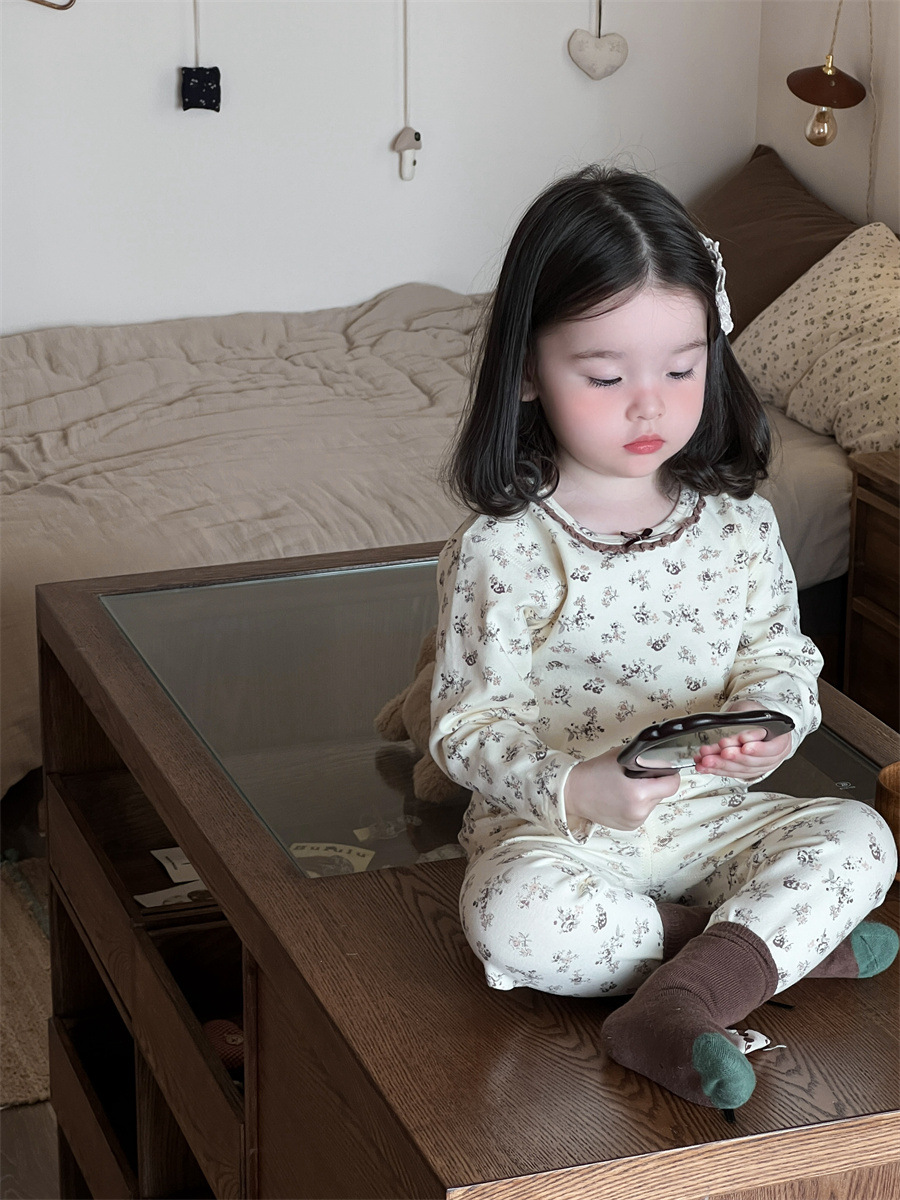 Niña ropa casera set de lana tipo A sin hueso otoño invierno bebé pijama casera set de bebé cubierta casera