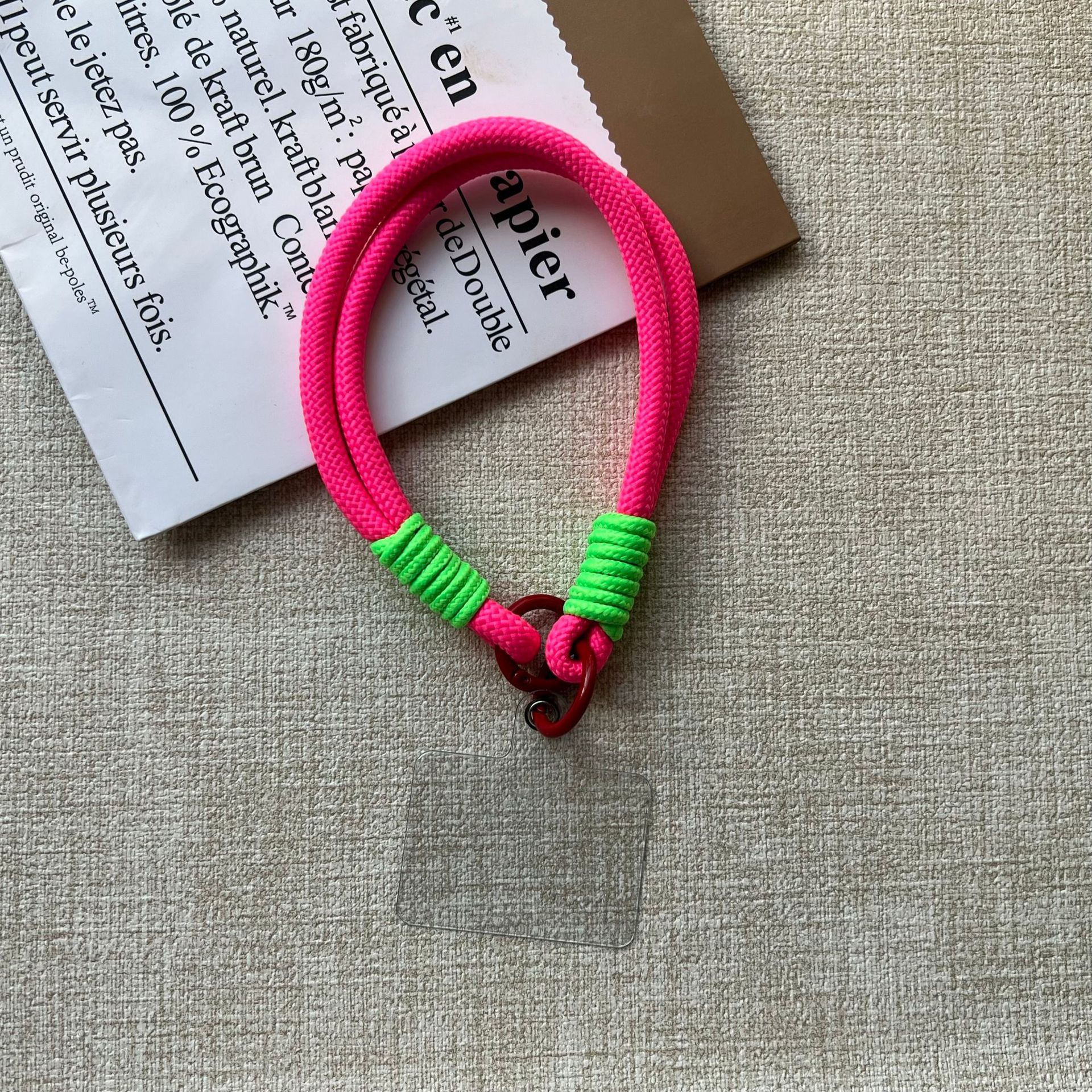 더블 링 [팔찌 - 로즈 레드와 그린] + 투명 사각 개스킷