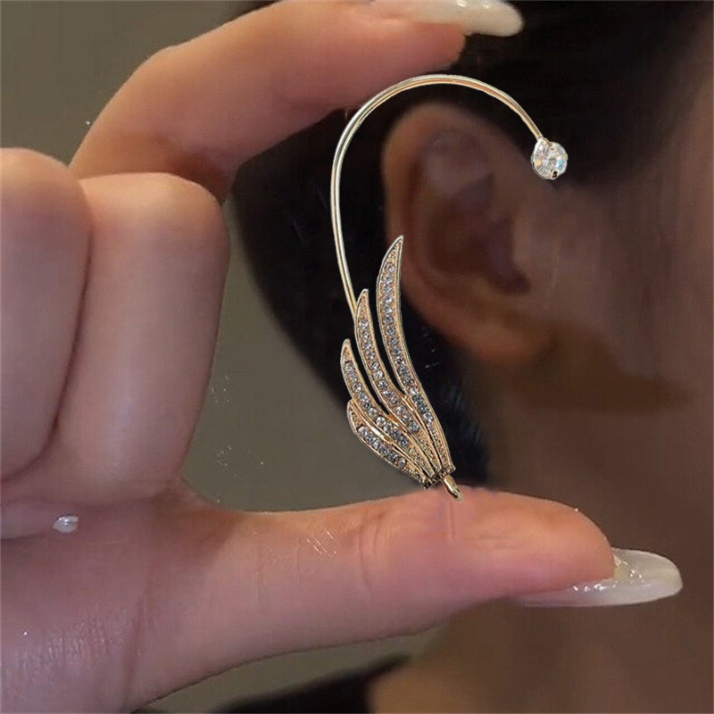 超フラッシュ蝶耳掛け無耳穴耳クリップ女性一体式イヤリング気質個性ファッション|undefined