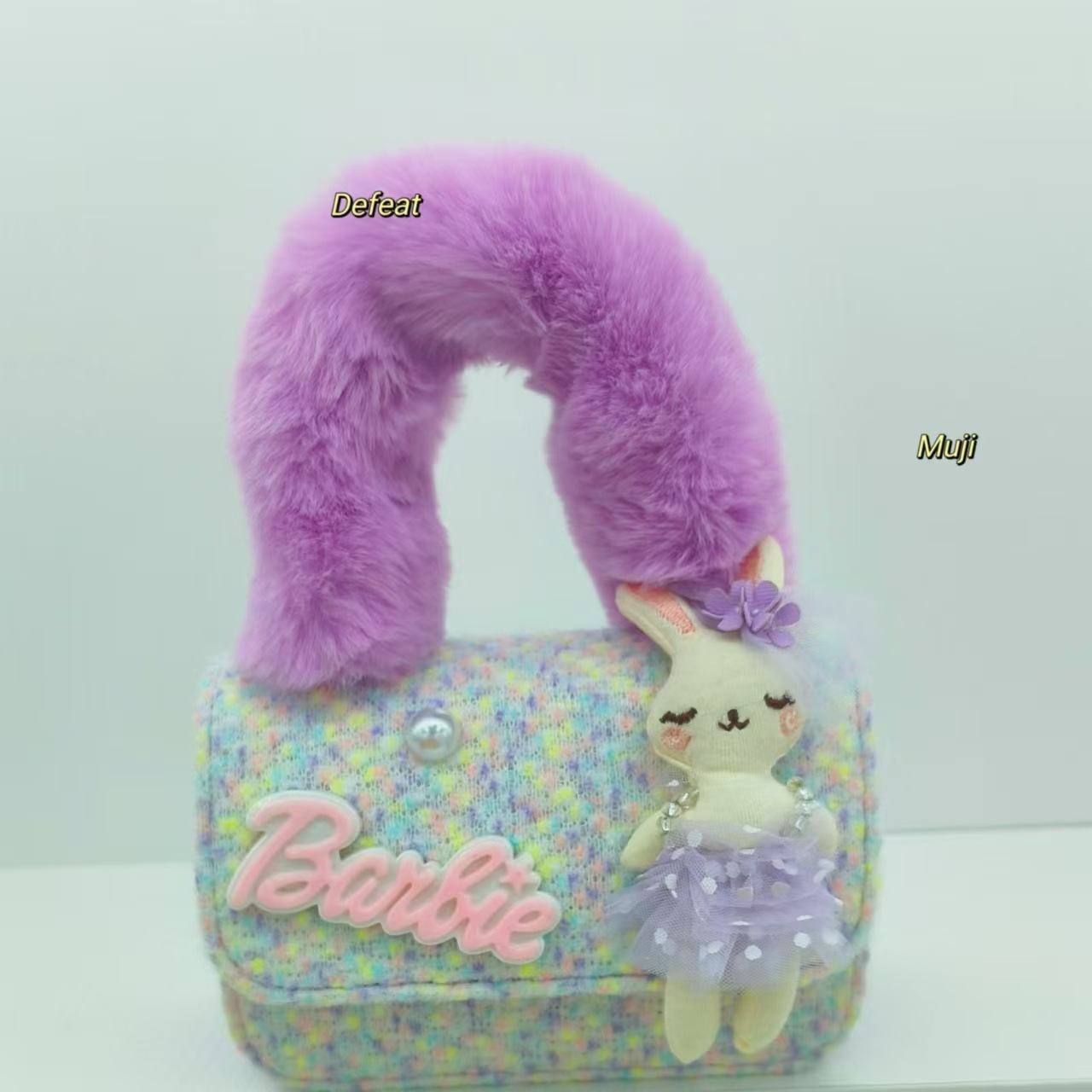 Bonita bolsa de peluche de conejo, bolsa de princesa, bolsa de hombro, bolsa de cinturón, bolsa de cambio, bolsa de accesorios, niña