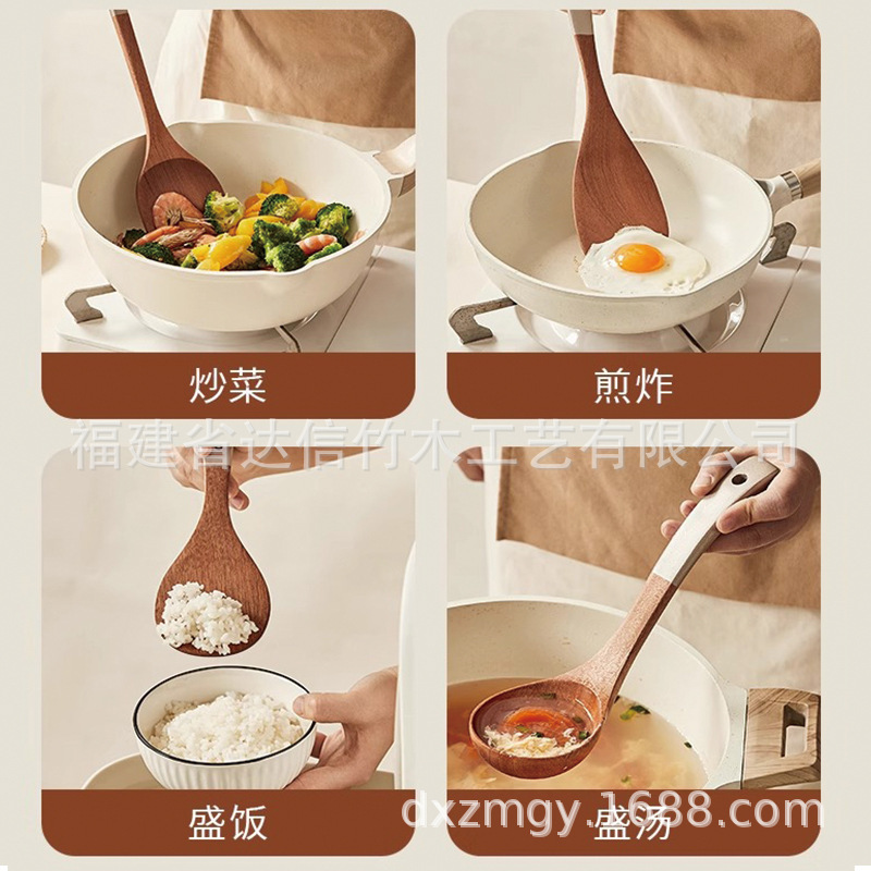 シルバーハンドル黒檀スパチュラ家庭用ノンスティック特殊木製スパチュラ木製スプーンキッチン用品セットスパチュラ|undefined