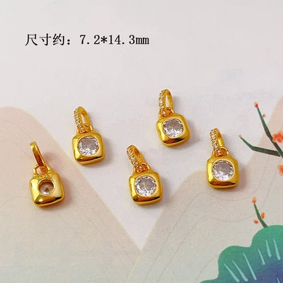 Silver Gold-Plated Small Drop Necklace: Zərgərlik ara hissələri - square-zircon-lift-style-3