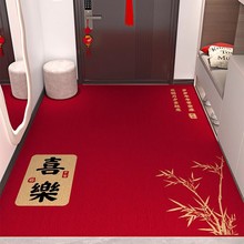 红色喜庆入户门地垫高级感玄关水晶绒地垫新中式吸水耐脏防滑垫